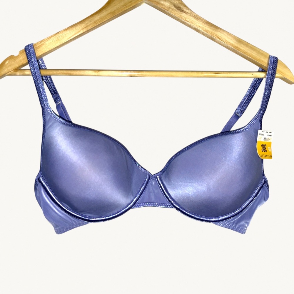 Vassarette Vintage Y2K Bra 38C Purple Satin Underwire Molded Cup NWT 75205